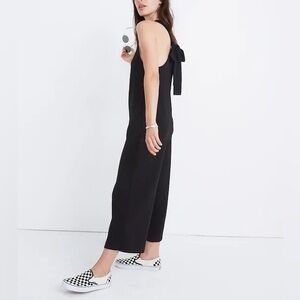 Madewell Black Tie Back Wide Leg Cropped Jumpsuit Women’s Size Medium